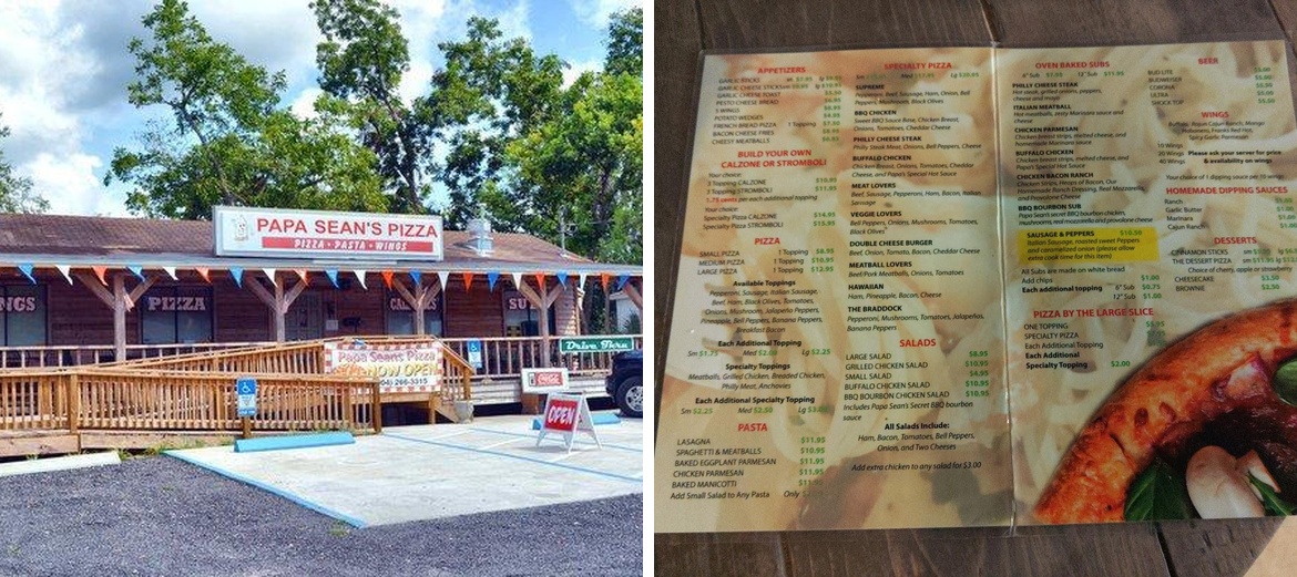 Papa Seans Pizza Menu